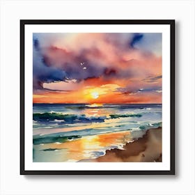 Sunset Watercolor Painting 2 Art Print