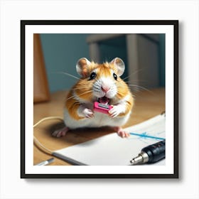 Hamster With A Pencil Art Print