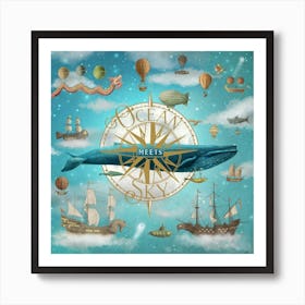 Ocean Meets Sky Square Book Cover Art Print