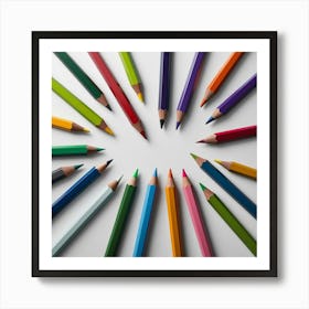 Colorful Pencils In A Circle Art Print