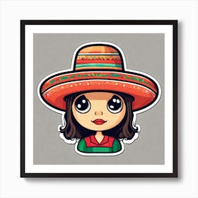 Mexican Girl In Sombrena 1 Póster