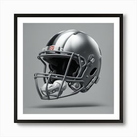 Shiny gray football helmet with black biceps Art Print