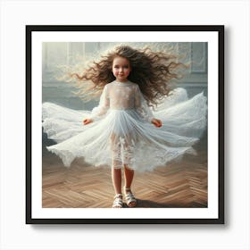 Little Girl In White Dress 2 Art Print