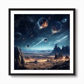 Space Landscape With Planets 2 Art Print