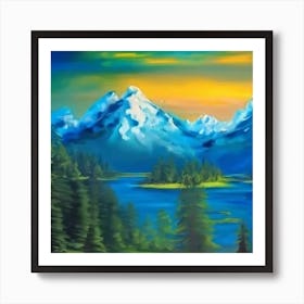 Sunset Over The Mountains 1 Art Print