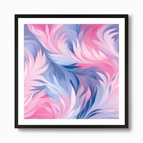 Feathered Swirls in Pink and Blue Abstract Art Print