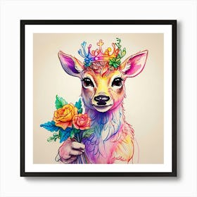 Deer With Crown Art Print