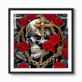 Skull And Roses 9 Art Print