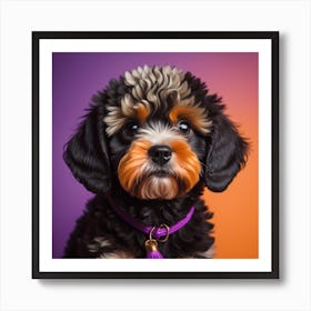 Cute Puppy Purple Paw Art Print