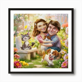 Couple In The Garden Art Print