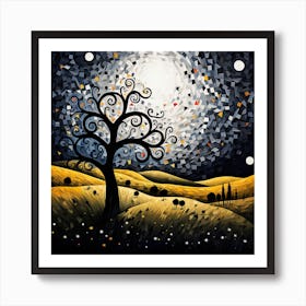 Tree In The Night Sky 3 Art Print