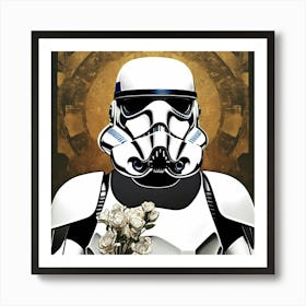 star wars trooper with flower Art Print