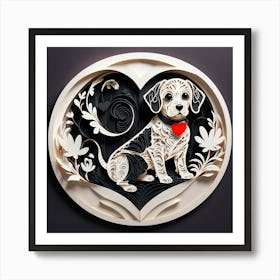 Dog In A Heart Art Print