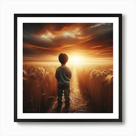 Boy In A Wheat Field Art Print