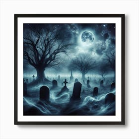 Graveyard At Night 15 Art Print