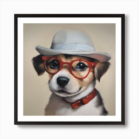 Dog With Glasses Art Print