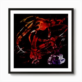 Japanese Abstraction Red And Black Art Print