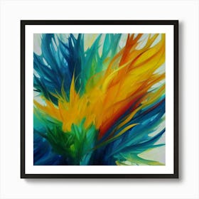 Gorgeous, distinctive yellow, green and blue abstract artwork 15 Art Print