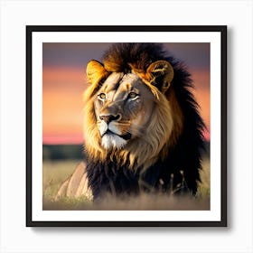 Lion At Sunset 2 Art Print