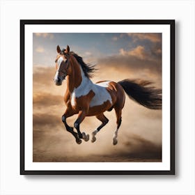 Horse Running In The Desert Art Print