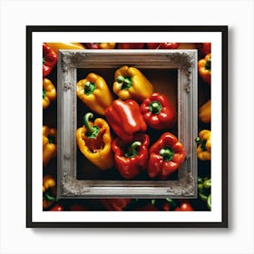 Frame Created From Bell Pepper On Edges And Nothing In Middle Haze Ultra Detailed Film Photograph Art Print