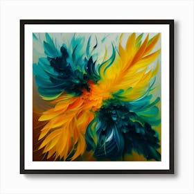 Gorgeous, distinctive yellow, green and blue abstract artwork 17 Art Print