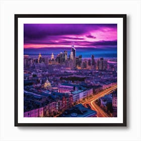 Cityscape At Dusk 2 Art Print