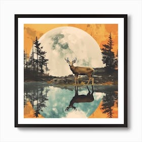 Deer In The Moonlight Art Print