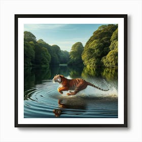 Tiger In Water Art Print