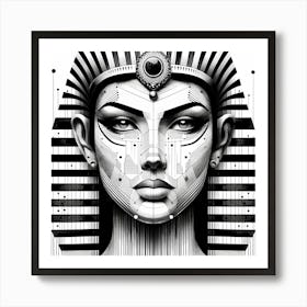 Cleopatra Head - Abstract Line Art Illustration 78 Art Print