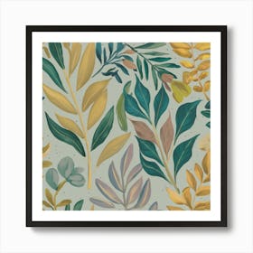 Watercolor Leaves Art Print