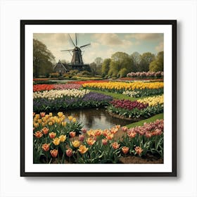 A Vintage Botanical Art Print Of Keukenhof Gard 1 Art Print