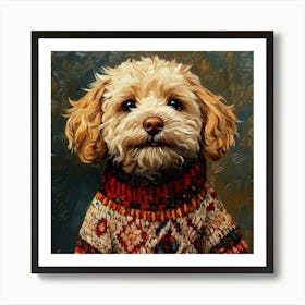 Christmas Golden Dog 2 Art Print