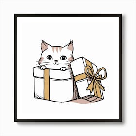 Cat In A Gift Box Art Print