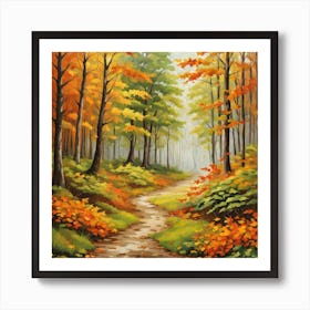 Forest In Autumn In Minimalist Style Square Composition 230 Art Print