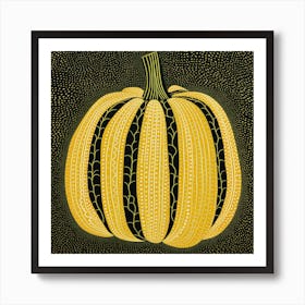 Yayoi Kusama Inspired Pumpkin Black And Yellow 7 Art Print