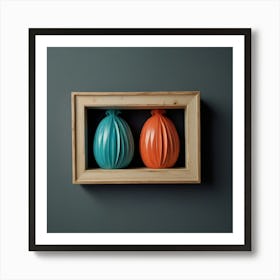 Two Vases In A Wooden Frame Art Print