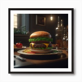 Burger On A Plate 98 Art Print