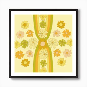 Retro Flower Rainbow Visions by Surfy Birdy Art Print