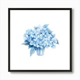 Watercolor Blue Floral 15 Art Print