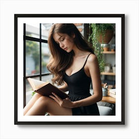 Asian Woman Reading A Book 1 Art Print