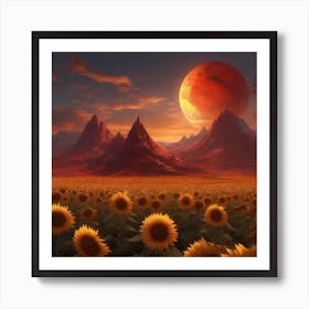 Sunflower sunset Art Print