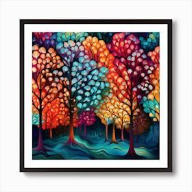 Colorful Trees In The Forest 3 Art Print