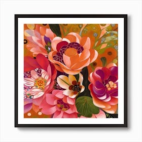 Bright Patterned Floral Art Print