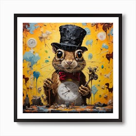 Squirrel In A Top Hat Art Print