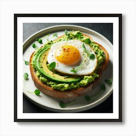 "Behold! The 'Toast of the Titans,' a culinary masterpiece that will transport you to the heavens with every bite. Picture this: a delectable toast, toasted to perfection, adorned with a luscious layer of velvety avocado, and crowned with a radiant fried egg, its yolk oozing with golden goodness. The finishing touch? A sprinkle of zesty spices and a garnish of the freshest microgreens, plucked straight from the garden. This is not just a meal; it's an edible work of art, a symphony of flavors and textures that will leave your taste buds in awe. So, dear food connoisseur, prepare to embark on a gastronomic journey like no other, for the 'Toast of the Titans' awaits your indulgence. Art Print