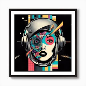 Woman In Headphones Art Print