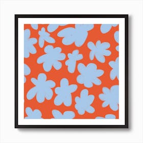 Blue Abstract Flowers Art Print