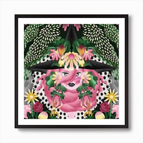 Witch of the forest of flowers and love Art Print