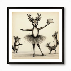 Deer Dancers Art Print